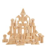 115Pcs Beech Wood Building Block Set DIY Stacking Puzzle Game Shape Cognition Educational Toys