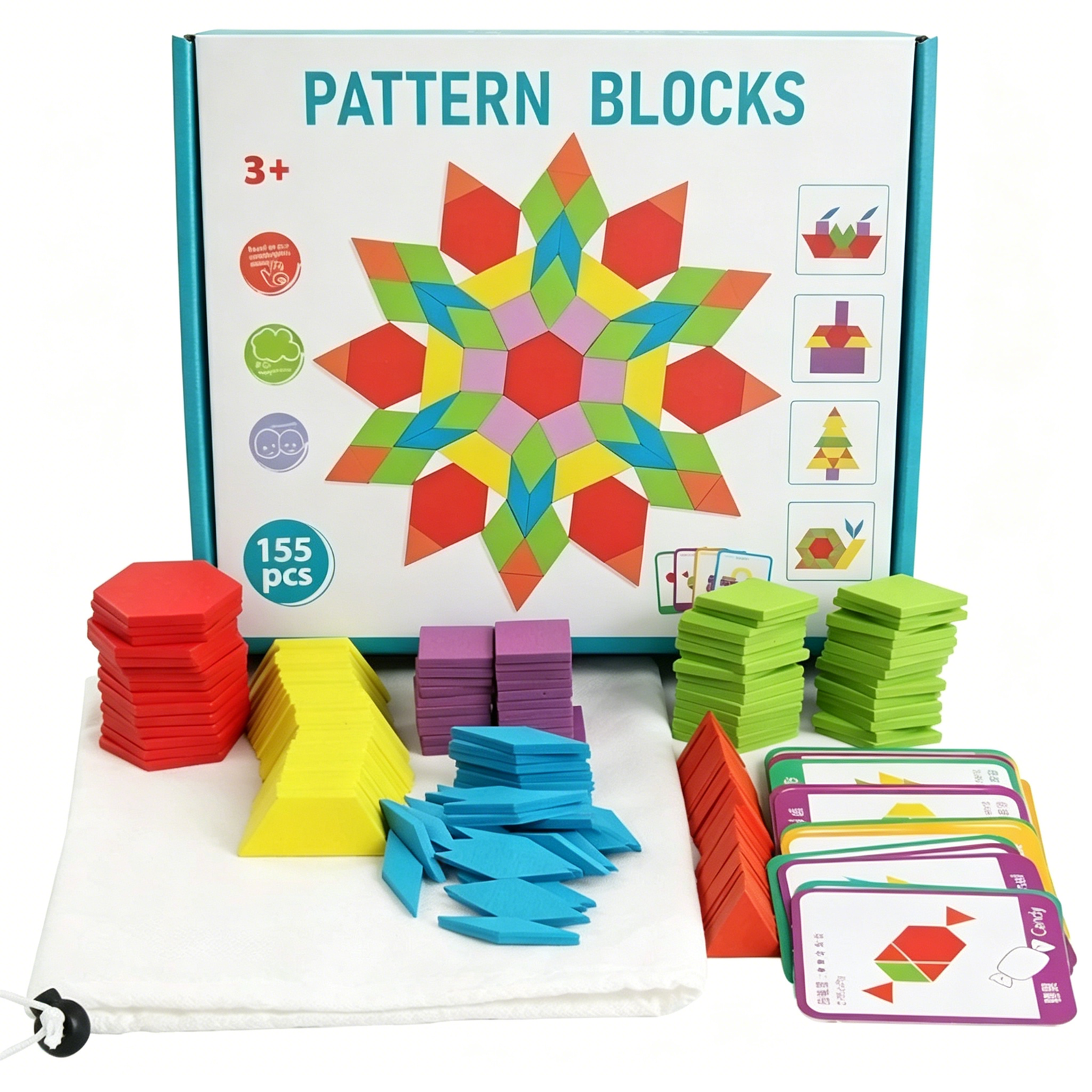 155pcs Creative Wooden Puzzle Educational 3D Wooden Tangram Toy Shape Board Jigsaw Puzzle 155pcs Creative Wooden Puzzle Educational 3D Wooden Tangram Toy Shape Board Jigsaw Puzzle - Image 1