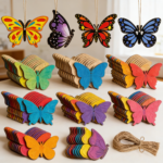 Unfinished Wooden Discs Crafts Blank Flower Shape Ornaments Embellishments Slices for DIY - Image 3