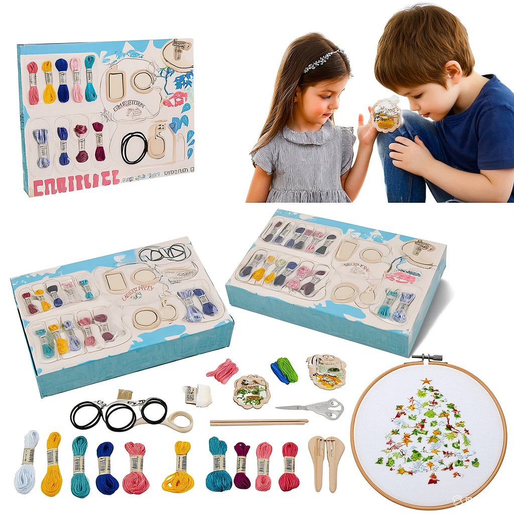 Embroidery Starter Kit Embroidery Starter Kit for Beginners Stamped Cross Stitch Kits With Cute Patterns and Color Threads for Adults Kids - Image 1