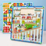Early Educational Wooden Cognitive Unisex Color Classification Magnetic Maze Walking Ball Toy Bead Sorting Maze Toy