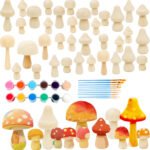 Modern Style Mini Mushroom Ornament Pine Wood Kids Painting Toy for Crafts & Home Decor