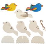 3D DIY Wooden Bird Hanging Ornaments Wood Cutouts for Christmas Back to School Gifts Home Decor Kids Funy Crafts Customizable