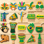 DIY Unfinished Wood Crafts Brazilian Football Refrigerator Magnets Wooden Fridge Magnets for Kids