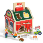 Baby Portable Cartoon Farm Smart House Animal Shape Knockball Storage Block Disassembly and Assembly on Wooden Toys