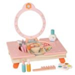 Baby Wooden Role Play Pink Foldable Dresser Make up Table Educational Learning Cosmetics Pretend Toys for Girls Kids