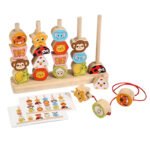 Children's Wooden Colorful Fruit Beads Early Education Counting Rack Color Matching Fun Educational Toy