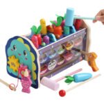 Children's Wooden Multi Functional Floor Mouse Hand Qin Fishing Gear Toy Baby Kindergarten Early Education Toy