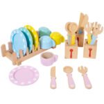 Children's simulated wooden tableware set, play tableware, spoons, kindergarten parent-child interactive early education toy