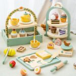 Children's wooden simulation afternoon tea dessert cake bread machine coffee machine play tea set combination toy