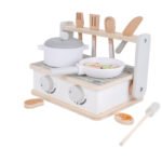 Children's wooden toy, double-sided kitchen, pretend play, barbecue grill, role-playing