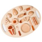 Children's wooden toy simulation steak and grilled fish Western food cutting game, food matching, role-playing, educational for girls and boys