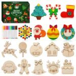 Christmas Crafts for Kids 36pcs DIY Wooden Magnets Art Craft Supplies Painting Kit for Boys Girls Xmas Stocking Stuffers Toys Party Favors Gifts Goodie Bag Fillers Holiday Decor