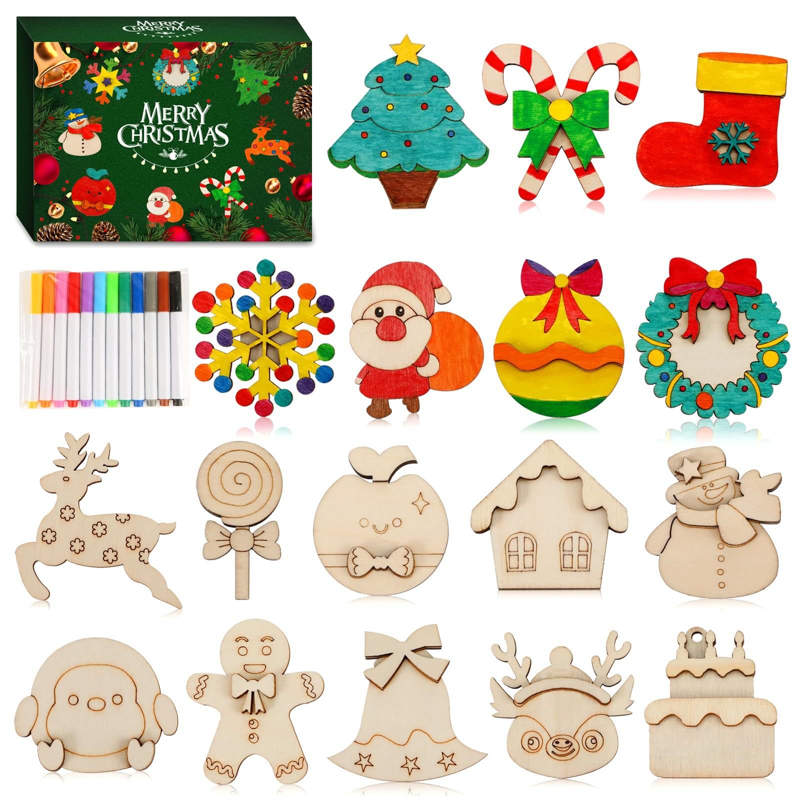 Christmas Crafts for Kids 36pcs DIY Wooden Magnets Art Craft Supplies Painting Kit for Boys Girls Xmas Stocking Stuffers Toys Party Favors Gifts Goodie Bag Fillers Holiday Decor Christmas Crafts for Kids 36pcs DIY Wooden Magnets Art Craft Supplies Painting Kit for Boys Girls Xmas Stocking Stuffers Toys Party Favors Gifts Goodie Bag Fillers Holiday Decor - Image 1