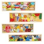 Custom Children's Wooden 3D Cartoon Animal Farm Balance Block Puzzle Montessori Educational Toys for Kids