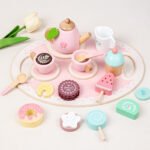 Early childhood education simulation playhouse afternoon tea dessert cake teapot cup tea set wooden toy