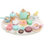 Education-simulation-playhouse-afternoon-tea-dessert-cake-teapot-cup-tea-set-wooden-toy