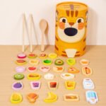 Educational Wooden Feeding Game for Toddlers Kids Enhances Finger Dexterity Cognitive Skills
