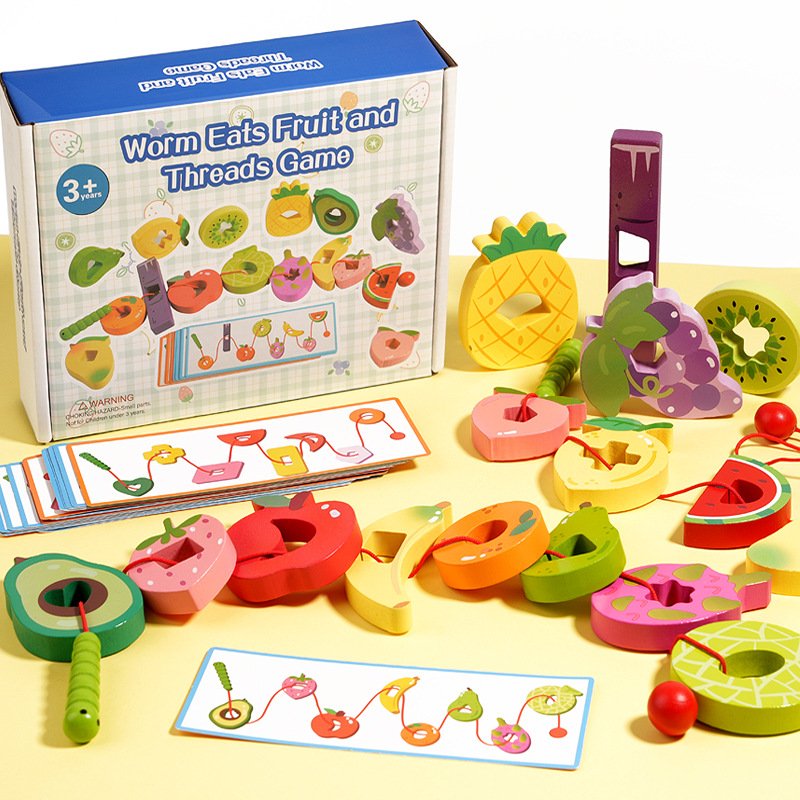 Fruit Threading Beads Children's Fine Motor Skills Training Toys Kindergarten Wooden Educational Lacing Toys Fruit Threading Beads Children's Fine Motor Skills Training Toys Kindergarten Wooden Educational Lacing Toys - Image 1