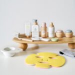 Girl's face mask care cosmetics, pretend play wooden toy, children's makeup set, wooden simulation