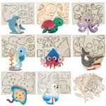 Kids Painting DIY Kit Supply Custom Sea Animal Unfinished Ply Wood Pieces Cutout Slices Wood Crafts