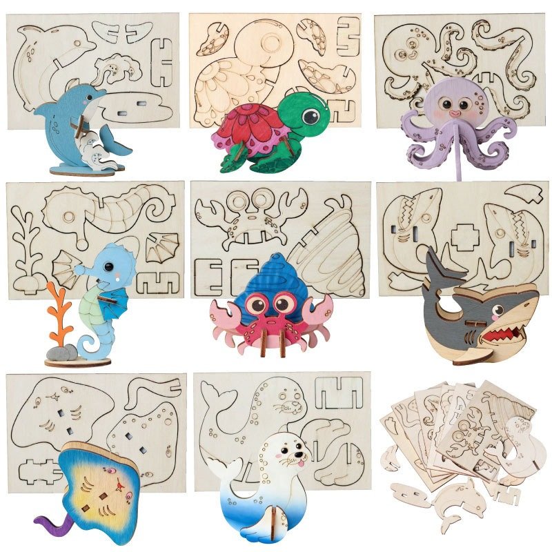 Kids Painting DIY Kit Supply Custom Sea Animal Unfinished Ply Wood Pieces Cutout Slices Wood Crafts Kids Painting DIY Kit Supply Custom Sea Animal Unfinished Ply Wood Pieces Cutout Slices Wood Crafts - Image 1