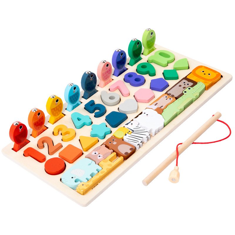 Kids Products Wooden Montessori Baby Multifunctional Logarithmic Game Wooden Shape Matching Board Figures Fishing Baby Toys Kids Products Wooden Montessori Baby Multifunctional Logarithmic Game Wooden Shape Matching Board Figures Fishing Baby Toys - Image 1