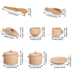 Montessori Baby Kitchen Play Set Wooden Waldorf Education Toys with Dish Scoops Tongs Cup for Motor Skills Learning-2 - Image 2