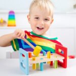 Montessori Box Hammer & Peg Pounding Bench Toy Motor Game for Toddlers Hand-Eye Coordination Development