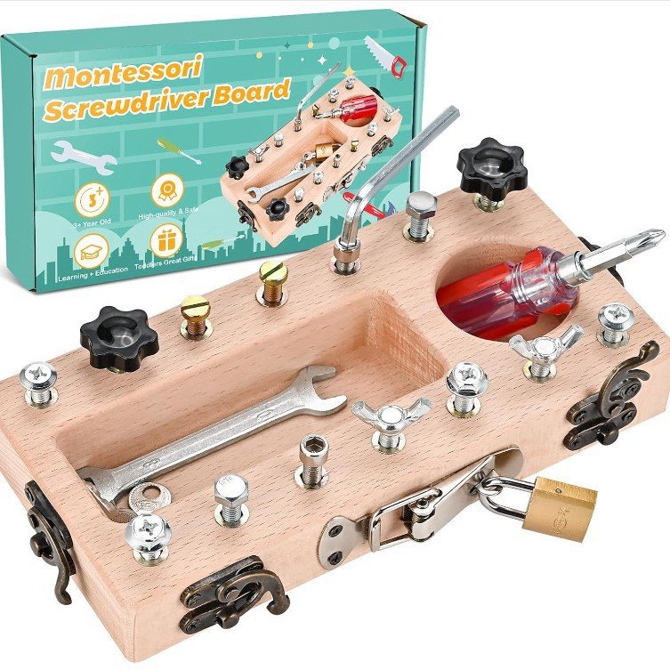 Montessori Wooden Screwdriver Board Set Kids' Educational Sensory Learning Toys Home Decor Fine Motor Skills Tool Montessori Wooden Screwdriver Board Set Kids' Educational Sensory Learning Toys Home Decor Fine Motor Skills Tool - Image 1