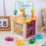 Multifunctional Learning Animal Shape Blocks Wooden Activity Cube for Kids