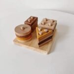 Natural Wooden Montessori Educational Toy Set Stacking Blocks and Animal Figures for Toddler Sensory Development