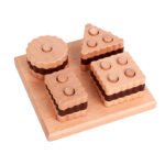 New Design Custom Children Wood Classification Montessori Wood Geometry Five Sets of Column Building Block Counting Toys