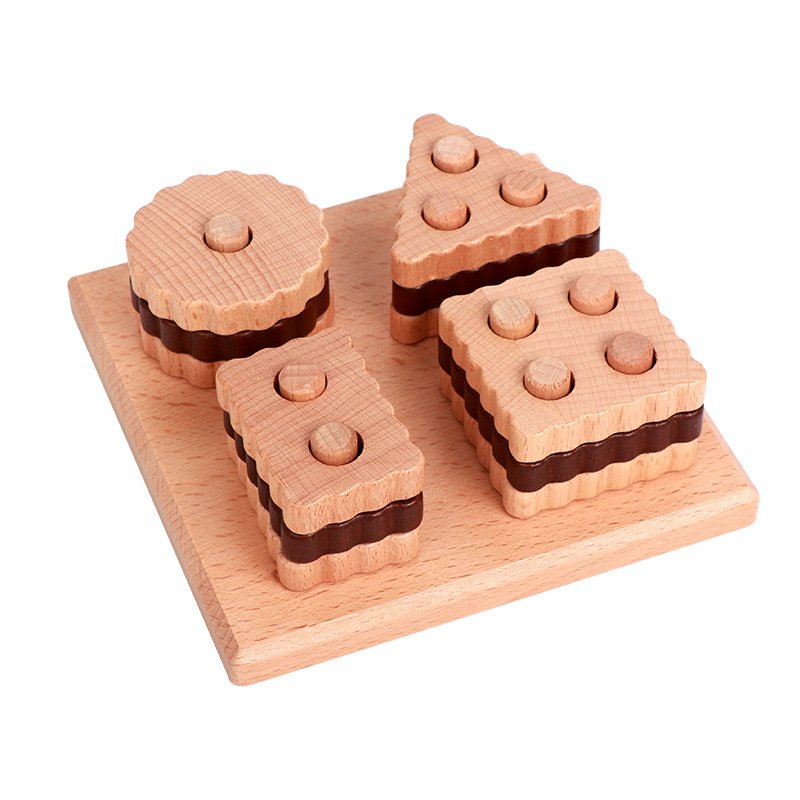 New Design Custom Children Wood Classification Montessori Wood Geometry Five Sets of Column Building Block Counting Toys New Design Custom Children Wood Classification Montessori Wood Geometry Five Sets of Column Building Block Counting Toys - Image 1