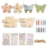 DIY Unfinished Wood Crafts Flowers Refrigerator Magnets Wooden Fridge Magnets for Kids