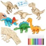 Wooden 3D Dinosaur Puzzle Set, Dinosaur Wooden Crafts, Children's DIY Handmade Doodle Painting
