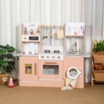 Pink White Wooden Cooking Play Kitchen Toy for Girls