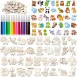 DIY Painting Wooden Fridge Magnets Craft Kit - Creative Doodle Art Set with Wooden Magnet Painting Supplies for Home Decor