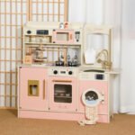 Kids Wooden Toys Kitchen Set With Washing Machine CoffeeGrinder Role Play Kitchen Toys Set
