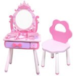 Princess pink Dressing Table Toy Children's Play House pink Dressing Table pink Strawberry Jewelry Box Simulation Makeup Set