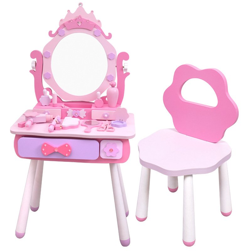 Princess pink Dressing Table Toy Children's Play House pink Dressing Table pink Strawberry Jewelry Box Simulation Makeup Set Princess pink Dressing Table Toy Children's Play House pink Dressing Table pink Strawberry Jewelry Box Simulation Makeup Set - Image 1