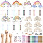Rainbow Wind Chime Kit for Kids 12 Pack Rainbow Wind Chime Making DIY Coloring Book DIY DIY DIY Wind Chime Kit Wooden Arts & Crafts Girls Boys Party Favors School Activities