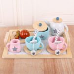 Simulated kitchen toy, wooden children's American-style tea set, pretend play educational toy