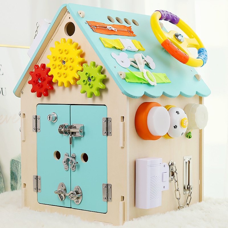 Toddler Busy Board Sensory Learning Toys Wooden House Toy Busy House Montessori House Box Toddler Busy Board Sensory Learning Toys Wooden House Toy Busy House Montessori House Box - Image 1