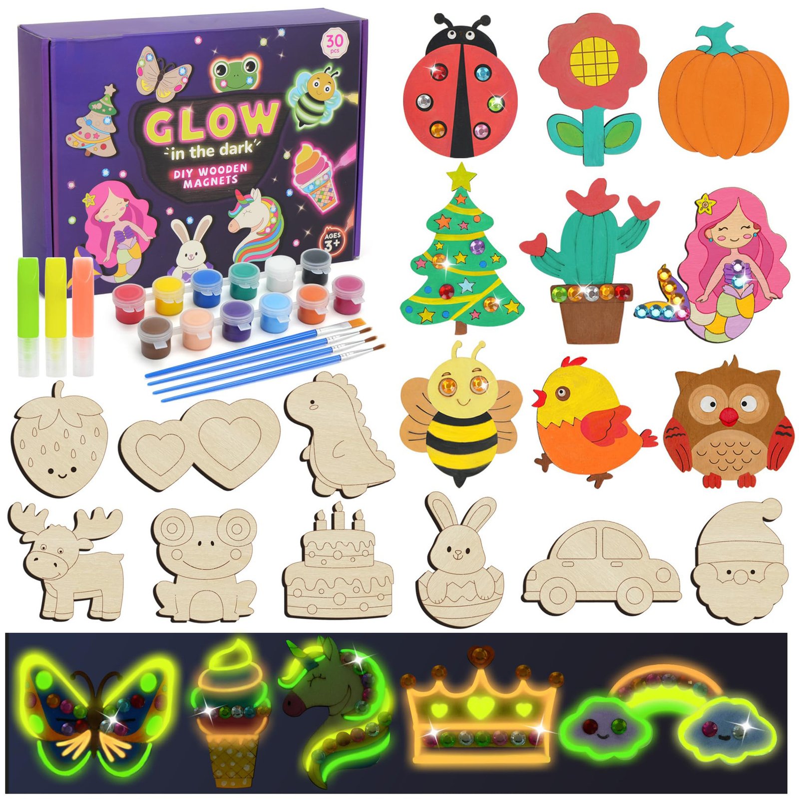 Unisex Handmade Wooden Painting Suit for Home Crafts and Special Events for Children's Birthday & Christmas Celebrations Unisex Handmade Wooden Painting Suit for Home Crafts and Special Events for Children's Birthday & Christmas Celebrations - Image 1