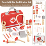 Wooden Children's Handheld Medical Bag, Small Doctor, Family Toy Set