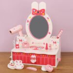 Wooden Children's Little White Rabbit Dressing Table Makeup Toys Simulation Makeup Game Girl Little Princess Makeup Toys Set