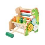 Wooden Dinosaur Whack Mole Toy Dinosaur Abacus Educational Toy Baby Hand Eye Coordination Concentration Training Toy
