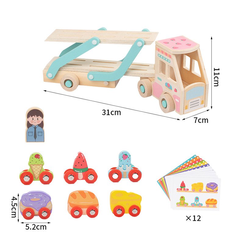 Wooden Double-Layer Trailer Toy Early Education Puzzle Set with Number Animal & Vehicle Recognition Matching Learning Toys Wooden Double-Layer Trailer Toy Early Education Puzzle Set with Number Animal & Vehicle Recognition Matching Learning Toys - Image 1