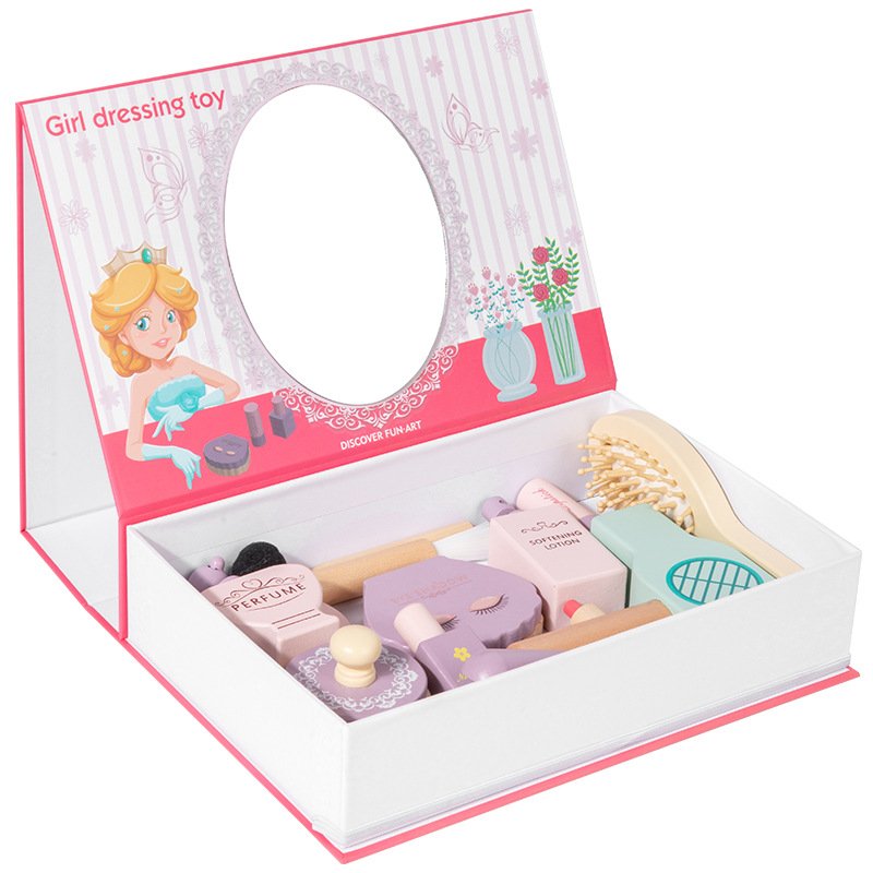 Wooden Dressing Table Role Play Toy Makeup Set Eco-friendly Non-toxic Montessori-Inspired Educational Pretend Play Preschoolers Wooden Dressing Table Role Play Toy Makeup Set Eco-friendly Non-toxic Montessori-Inspired Educational Pretend Play Preschoolers - Image 1